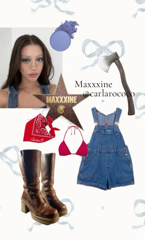 Maxine/ pearl Halloween costume inspo! Perfect for the cool it girls that want a unique but recognisable costume. Done by loads of it girls like cindy kimberly, enya umanzor and mia goth Halloween Costume Jean Skirt, Orange Skirt Halloween Costume, My Halloween Costume, Costumes I Can Make From My Closet, Cindy Kimberly Halloween Costume, It Girl Halloween Costumes Aesthetic, Halloween Theme Outfits Women, Mia Goth Halloween Costume, Mia Goth X Halloween Costume