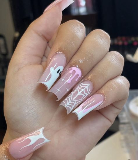 Sports Nails, Quinceanera Nails, Halloween Acrylic, Acrylic Ideas, Cow Nails, Halloween Acrylic Nails, Acrylic Toe Nails, 2023 Halloween, Cute Halloween Nails