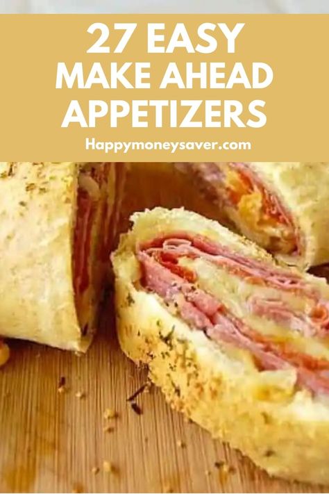 It doesn't get any easier than make ahead appetizers you can freeze ahead of time. These simple appetizers are perfect for the nights you want a bigger meal, game day or for a party. Get the recipes now! Make Ahead Snacks For Party, Make Ahead Hearty Appetizers, Mexican Make Ahead Recipes, Make Ahead Frozen Lunches, Hordovers Easy Recipes, Make Ahead Party Sandwiches, Make Ahead Football Party Food, Best Frozen Appetizers, Freezer Friendly Appetizers