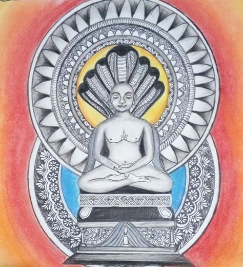 LORD Parasnath mandala art Navkar Mantra, Lord Mahavir, Ancient Drawings, Beautiful Art Paintings, China Painting, Indian Paintings, Cute Selfies Poses, Art Kits, Drawing Images