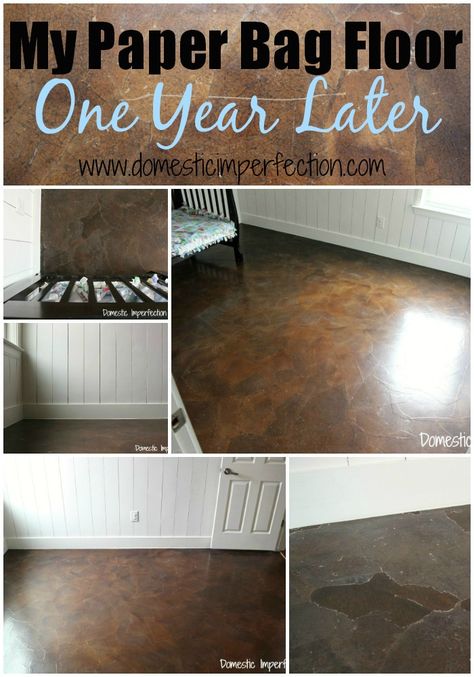 Paper Bag Floor, Brown Paper Bag Floor, Different Types Of Flooring, Paper Bag Flooring, Paper Flooring, Diy Paper Bag, One Year Later, Brown Paper Bag, Diy Flooring