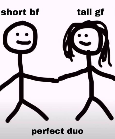 Nickcil Core 2 Tall Girlfriend Short Boyfriend Art, Funny Bf And Gf Memes Funny, Tall Gf Short Bf Photos, Bf And Gf Stick Figures, Boyfriend Obsessed With Girlfriend, Girlfriend Taller Than Boyfriend, Gf And Bf Drawing, Tall Boyfriend Short Girlfriend Cartoon, Short Gf Tall Bf Relationship Goals