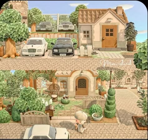 Island Home Exterior, Preppy House, Animal Crossing Wild World, Island Theme, Qr Codes Animal Crossing, Animal Crossing Villagers, Property Design, Castle Garden, New Animal Crossing