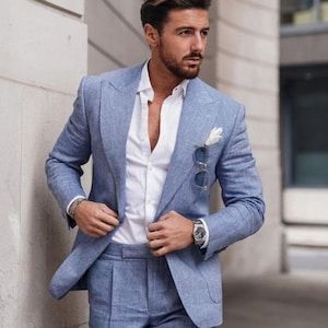 $180 suit okay color Men Linen Suits, Linen Suit Men, Mens Linen Suit, Linen Suits For Men, Dinner Christmas, Winter Suits, Christmas Suit, Men Casual Summer, Suits Men