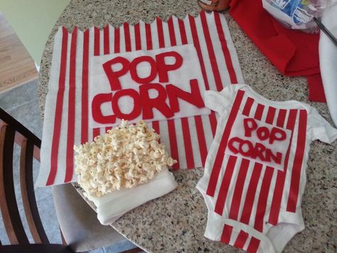 Baby popcorn costume Baby Popcorn Costume, Popcorn Costume Diy, Popcorn Halloween Costume, Baby Carrier Costume, Nicu Halloween, Popcorn Costume, Diy Baby Costumes, Best Group Halloween Costumes, First Halloween Costumes