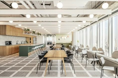 Office Cafeteria Design, Canteen Design, Office Cafeteria, Cafeteria Design, Office Canteen, Ceiling Shelves, Work Cafe, Office Pantry, Office Lounge