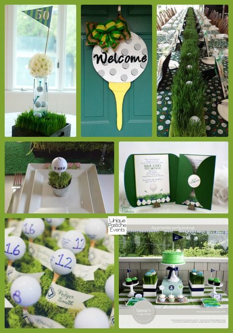 Golf Partee Party Ideas | Unique Pastiche Events Golf Partee, Golf Centerpieces, Golf Party Foods, Golf Baby Showers, Outfit Golf, Golf Theme Party, Golf Party Decorations, Golf Baby, Sports Party Decorations