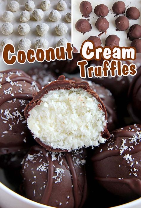 Coconut Cream Truffles, Coconut Truffles Recipe, Lavender Truffles, Coconut Candy Recipe, Sweet Truffles, Truffle Recipes, Truffles Chocolate, Coconut Truffles, Homemade Truffles