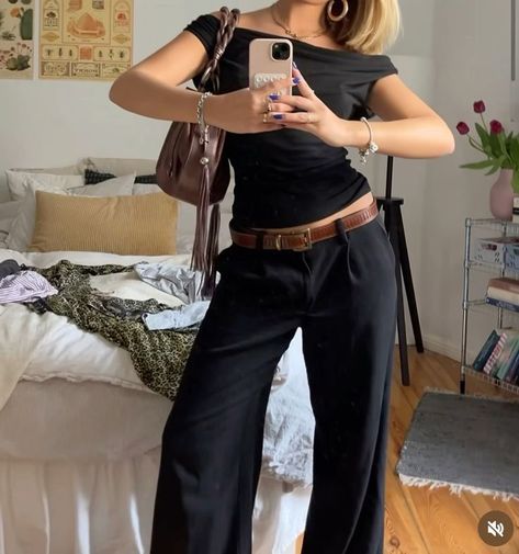 Warmer Weather Fall Outfits, Belt Outfit Aesthetic, Brown Belt Outfit, Uni Outfits, Autumn Fits, Fall Fits, Going Out Outfits, Dream Style, Summer Fits