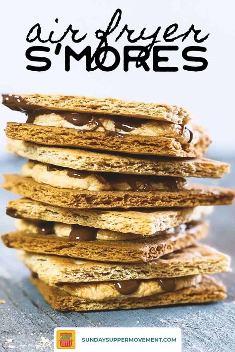 Can you remember the last time you made s'mores? Our Air Fryer S'mores Recipe is everything you love about classic s'mores, brought indoors! Every bite of this classic campfire dessert recipe, full of fluffy marshmallows and milk chocolate, will bring a smile to your face. #SundaySupper #smoresrecipe #smores #airfryerrecipes #airfryer #airfry #camping #campfirecooking #airfried #smorerecipe #grahamcrackers #marshmallows #chocolate #chocolaterecipes Air Fryer Mac And Cheese, Beginner Air Fryer Recipes, Air Fryer Doughnut Recipe, Bits And Bites, Air Fryer Recipes For Beginners, Campfire Desserts, Dessert Holiday, Smore Recipes, Best Air Fryer Recipes