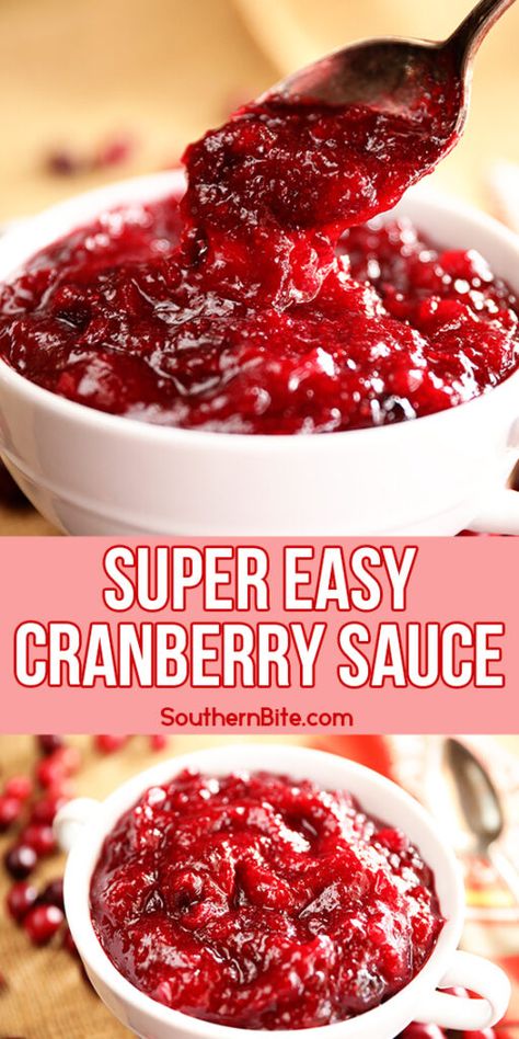 Easy Cranberry Sauce, Cranberry Sauce Recipe, Thanksgiving Cooking, Thanksgiving Recipes Side Dishes, Thanksgiving Meal, Cranberry Sauce Homemade, Holiday Eating, Thanksgiving Dishes, Cranberry Recipes