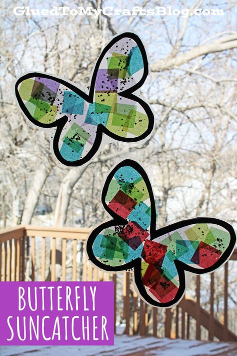 Butterfly Suncatcher Craft Idea For Kids Preschool Insect Activities, Preschool Insects Activities, Suncatcher Tutorial, Butterfly Crafts Preschool, 2nd Grade Crafts, Origami Paper Flowers, Alphabet Crafts Preschool, Insects Preschool, Butterflies Activities