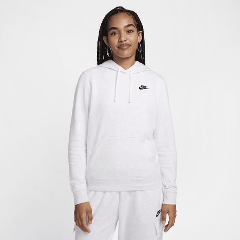 Nike Sportswear Club Fleece Women's Pullover Hoodie White Nike Sweatshirt, White Nike Hoodie, Nike Women Sweatshirt, Layered Hoodie, Nike Sportswear Club Fleece, Nike Sportswear Women, Women's Hoodie, Nike Sweatshirts, Nike Hoodie