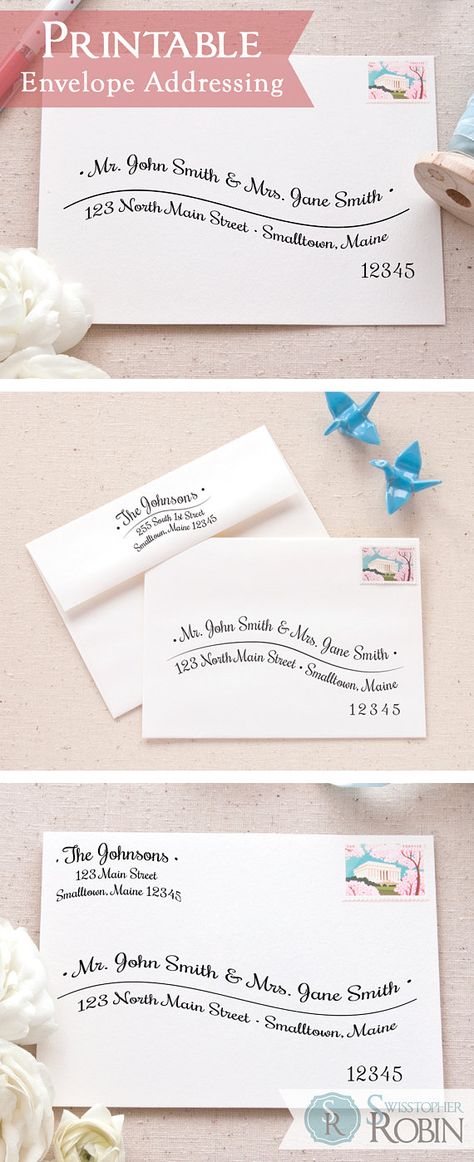 Calligraphy Wave printable envelope address templates from Swisstopher Robin. Templates For Wedding, Envelope Address, Envelope Addressing Template, Envelope Templates, Mail Art Envelopes, Holiday Envelopes, Envelope Addressing, Quick Start Guide, Christmas Envelopes