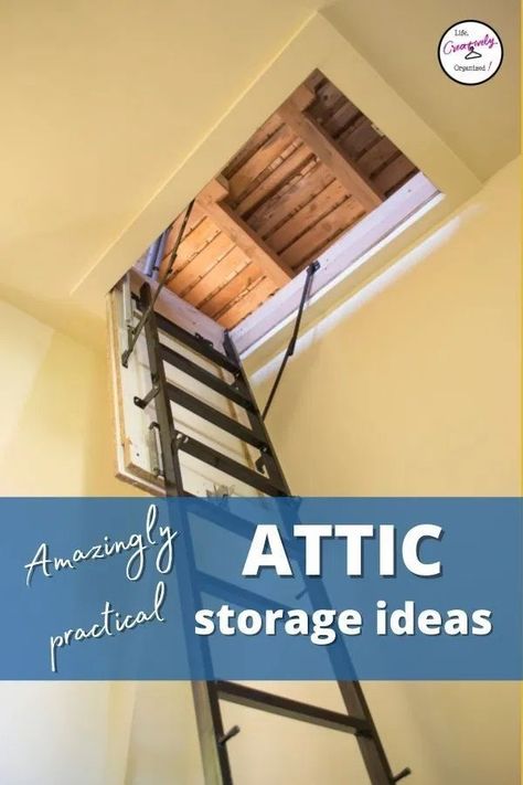 Wish you could use that extra space in your attic to store rarely used items, but aren't sure how to? Here are some great attic storage ideas to help. Attic Organization Storage, Attic Storage Shelves, Attic Storage Ideas, Garage Attic Storage, Attic Storage Organization, Attic Storage Solutions, Attic Organization, Old Dresser Drawers, Garage Projects