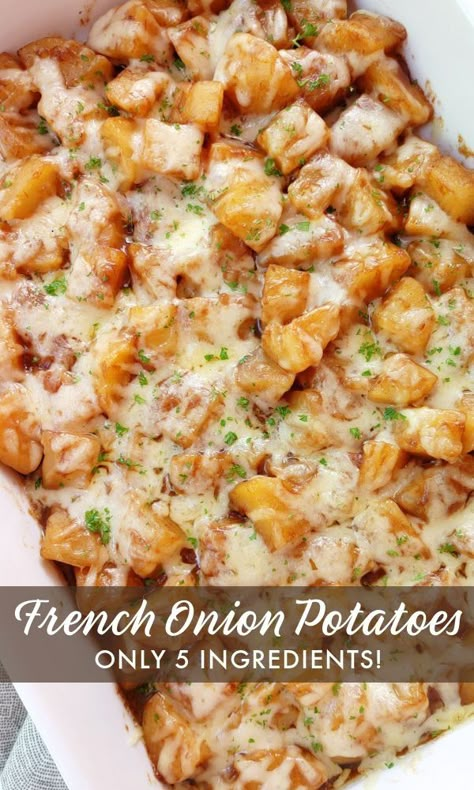 French Onion Potatoes | South Your Mouth | Bloglovin’ Dishes With Onions, French Onion Soup Mix Potatoes, French Onion Mashed Potatoes, French Onion Potatoes Au Gratin, Parisian Potatoes Recipes, Potato And Onion Bake, French Onion Potatoes, Onion Soup Potatoes, Onion Mashed Potatoes