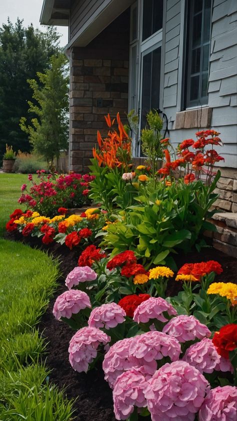 Transform your home's curb appeal with stunning flower beds in front of your house Discover creative raised bed ideas that require low maintenance while showcasing beautiful blooms Our blog post covers everything from DIY stone designs to easy perennial options that thrive in full sun Learn how to incorporate rustic elements like white rock and decorative stones to enhance your landscaping Get inspired by unique rock arrangements that not only look great but also make your fr Unique Flower Beds, Raised Bed Ideas, Front Yard Flower Beds, Colorful Flower Beds, Easy Perennials, Decorative Stones, Flower Bed Ideas, Front Yard Design, Stone Path