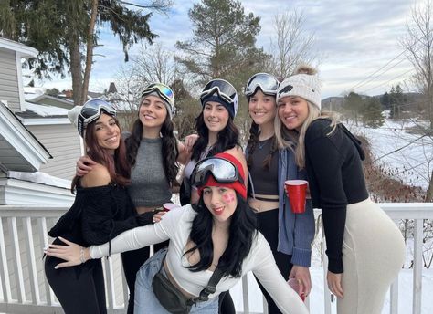 ski club, ski, skiers, skiing, theme party, ski theme, Switzerland theme. college party, party theme, country theme, dress as a country, best friends, bffs, besties, college friends, snow, winter, ski goggles, beanies Country Best Friends, Apres Ski Party, College Party, Ski Club, Country Theme, College Parties, Theme Dress, College Friends, Ski Goggles