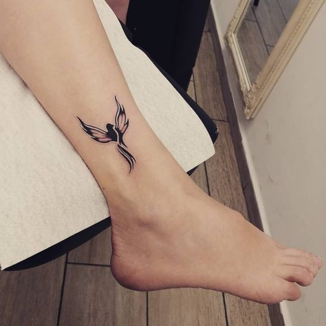 Little Ankle Tattoos, Small Phoenix Tattoo, Dragons Tattoos, Phoenix Bird Tattoo, Bird Tattoo Ideas, Phoenix Tattoo Feminine, Small Phoenix Tattoos, Phoenix Bird Tattoos, Phoenix Tattoos