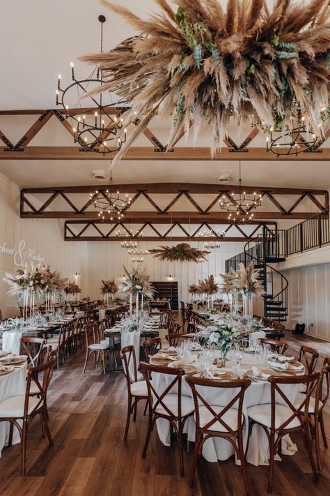 An elegant rustic vinyard with beautiful boho flower arrangements. Boho reception inspo Boho Flower Arrangements, Boho Reception, Buffet Setup, Boho Wedding Reception, Reception Buffet, Buffet Wedding Reception, Weeding, Boho Wedding, Wedding Inspo