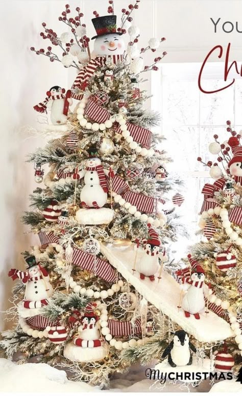 23+ Snowman Christmas Tree Ideas Your Kids Will Love 11 Snowman Christmas Tree Ideas, Christmas Tree Decorations Ribbon, Christmas Tree Decorated, Christmas Tree Decorating Themes, Festival Of Trees, Elegant Christmas Trees, Creative Christmas Trees, Christmas Tree Decorations Diy, Diy Christmas Wreaths