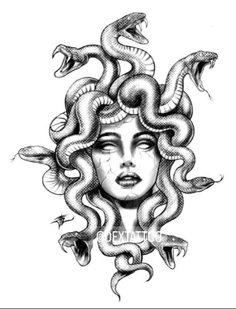 Medusa Snake Tattoo Design, Desenho Medusa Tattoo, Traditional Madussa Tattoo, Medusa Tattoo Back Piece, Madussa Drawings, Medusa Tattoo Linework, Medusa Drawing Beautiful, Tattoo Ideas Female Medusa, Medusa Head Drawing