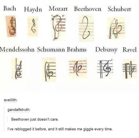 different composers drawing treble clef x] Musician Humor, Famous Composers, Band Jokes, Music Jokes, Music Nerd, Band Nerd, Band Geek, Band Kid, Band Humor