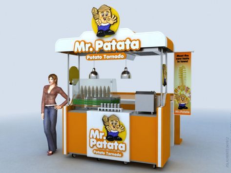 Cart-Kiosk Design-3d by rommel laurente at Coroflot.com Thai Roti, Booth Design Food, French Fries Design, Twist Potato, Food Stand Design, Diy Lemonade Stand, Pizzeria Design, Gerobak Dorong, Mobile Coffee Shop