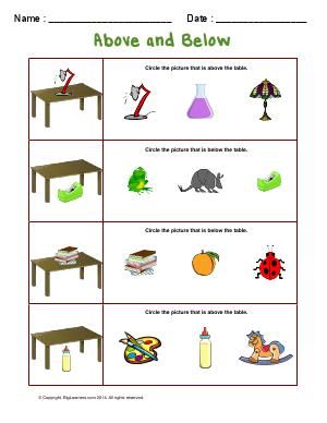 Worksheet | Above and Below | Understand relative position of the objects. Above And Below Worksheets, Positional Words Kindergarten, Counting Activities Preschool, Kindergarten Special Education, Kindergarten Phonics Worksheets, English Activities For Kids, Preschool Math Worksheets, Kids Worksheets Preschool, Free Preschool Worksheets