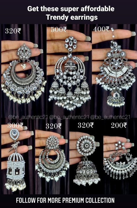 Oxidised Jewellery Earrings, Bridal Jewellery Earrings, Indian Bridal Jewelry Sets, Choker Designs, Edgy Jewelry, Pretty Jewelry Necklaces, Fancy Jewellery Designs, Silver Jewellery Indian, Indian Jewellery Design Earrings