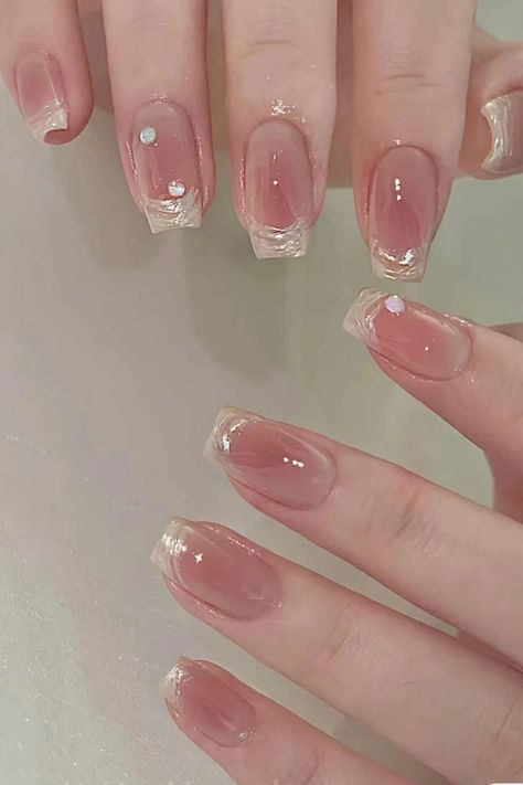 Asian Nails, Nude Nail Designs, Blush Nails, Pretty Gel Nails, Really Cute Nails, Soft Nails, Jelly Nails, Kawaii Nails, Dream Nails