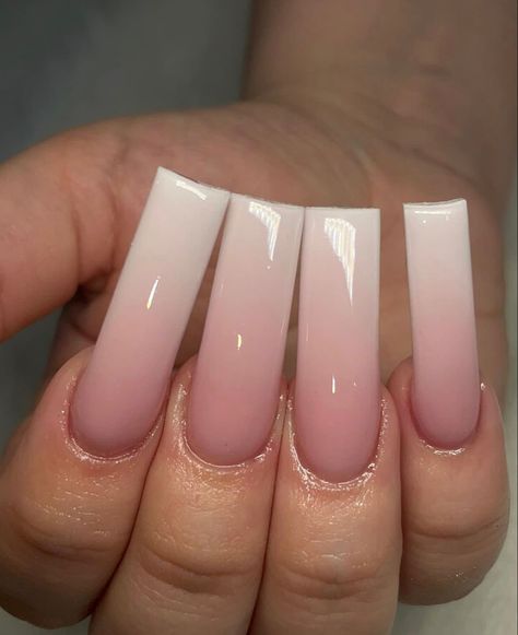 Ambre Nails, Tapered Square Nails, Ombré Nails, Milky Nails, Ombre Acrylic Nails, Basic Nails, French Acrylic Nails, Acrylic Nails Coffin Pink, Long Square Acrylic Nails