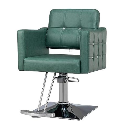 Salon Styling Chair for Hair Stylist Wide Seat, Hydraulic Barber Chair with Aluminium Footrest, Green Hair Salon Chair Heavy Duty, Beauty Spa Cosmetology Shampoo Hairdressing Equipment Green Hair Salon, Hair Salon Chair, Hairdressing Equipment, Hair Salon Chairs, Salon Styling Chairs, Spa Chair, Salon Chairs, Barber Chair, Chair Style