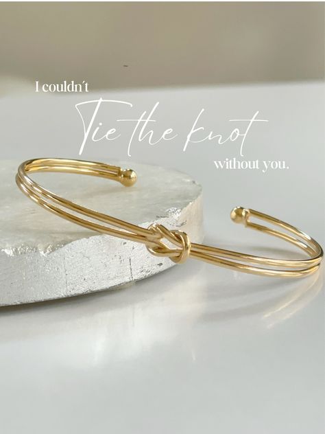 Elegant Engraved Name Bracelet For Bridesmaid, Elegant Monogrammed Name Bracelet For Personalized Gift, Elegant Monogram Name Bracelet For Personalized Gift, Personalized Adjustable Bracelets For Bridesmaid Gift, Personalized Gold Name Bracelet As Bridesmaid Gift, Bracelet Tie, Gold Knot Bracelet, Mother Daughter Gifts, Perfect Wedding Gift