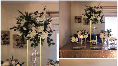 Noozay Decor, Phoebe Wedding, Decorative Centerpieces, Brighton Wedding, Flower Centerpieces Diy, Diy Floral Centerpieces, Centerpieces For Wedding, Tall Centerpiece, Centerpiece Diy