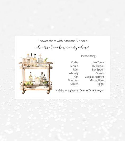 Stock The Bar Party Ideas Decorations, Stock The Bar Invitations, Cheers Print, Party List, Bar Card, Edit Template, Couples Shower Invitations, Party Bars, Amazon Home Decor