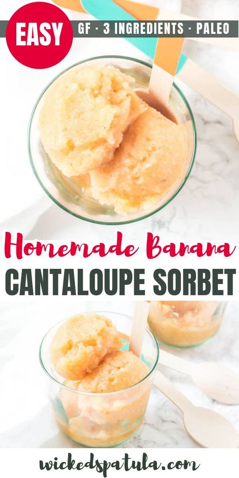 Cantaloupe Recipes Desserts, Fresh Cantaloupe Recipes, What To Do With Cantaloupe, Cantaloupe Sorbet Recipes, Yonanna Recipes, Garden Preservation, Cantaloupe Sorbet, How To Make Sorbet, Banana Sorbet