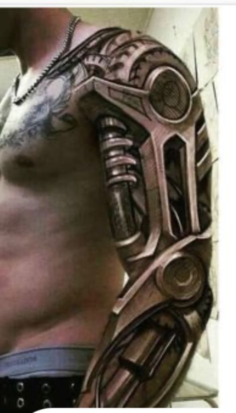 Robotic Arm Tattoo, Under Skin Tattoo, Biomechanical Tattoo Arm, Terminator Tattoo, Mechanical Arm Tattoo, Voll Arm-tattoos, Biomechanical Tattoo Design, Robot Tattoo, Tech Tattoo