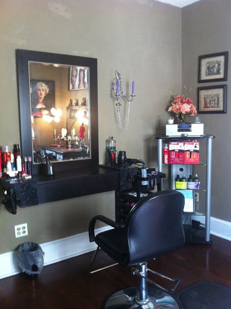 In home hair salon ideas In Home Hair Salon Ideas, Home Hair Salon Ideas, Hair Salon Ideas, Small Salon, Salon Design Ideas, Home Hair Salons, Home Beauty Salon, Hair Salon Design, Salon Stations