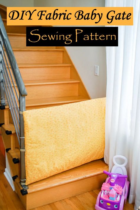 DIY Fabric Baby Gate Sewing Pattern Fabric Baby Gates, Downstairs Hallway, Stairs Diy, Baby Gate For Stairs, Diy Baby Gate, Diy Safety, Safety Gates, Stair Gate, Baby Safety Gate