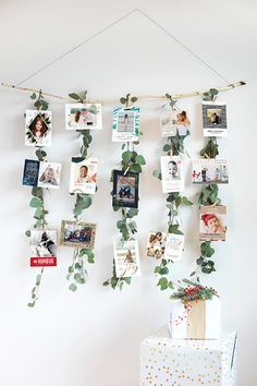 DIY Eucalyptus Garland Christmas Card Display #christmasdecor #christmasdiy #christmascrafting Christmas Card Display, Wedding Photo Display, Eucalyptus Garland, Pom Pom Garland, Photo Display, בר מצווה, Diy Photo, Display Cards, Christmas Garland