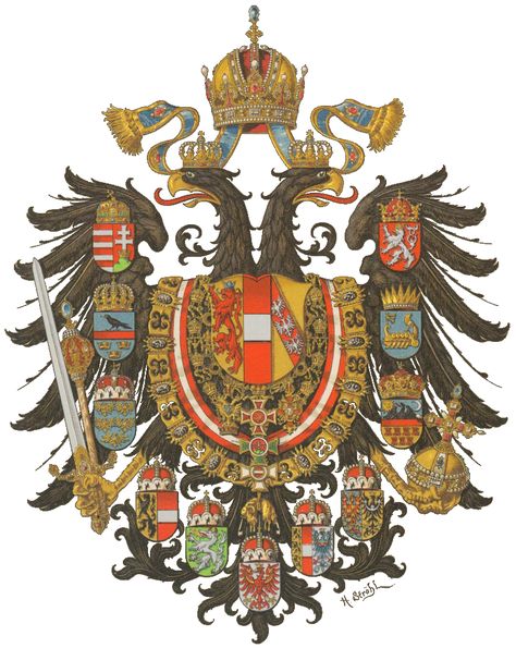 Coat of Arms of Austria sector of empire in Austria-Hungary. Habsburg Austria, Imperial Eagle, Austria Hungary, Austrian Empire, Unique Flags, Imperial Army, Holy Roman Empire, Austro Hungarian, 판타지 아트