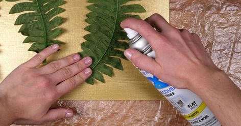 Don't waste money on expensive home decor. Make it yourself by watching this fun DIY video. Expensive Home Decor, Framed Botanical Prints, Diy Spray Paint, Fern Frond, Jungle Art, Faux Leaf, White Spray Paint, Corrugated Paper, Fern Plant