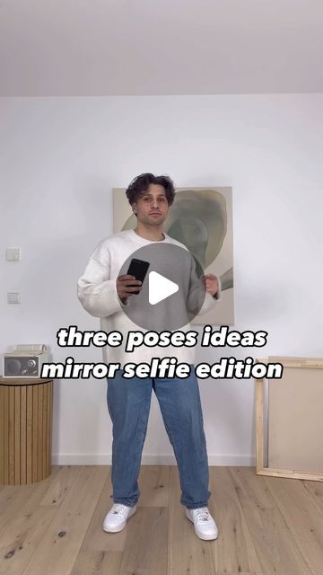 Standing Mirror Pics Poses, Mirror Selfie Poses For Boys, Ootd Streetwear, Men With Street Style, Mirror Selfie Poses, Beige Outfit, Boy Pictures, Boy Poses, All Black Outfit