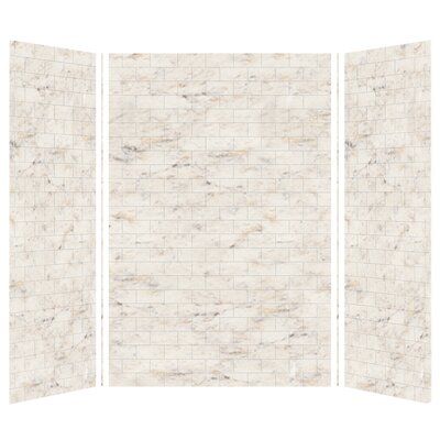 Transolid Saramar 96" x 60" x 36" Three Panel Shower Wall Finish: Biscotti Marble Faux Shower Tile Panels, Walk In Shower With Tub, Subway Tile Patterns, Tub To Shower Remodel, Shower Wall Kits, Shower Remodel Diy, Small Shower Remodel, Walk In Shower Designs, Fiberglass Shower