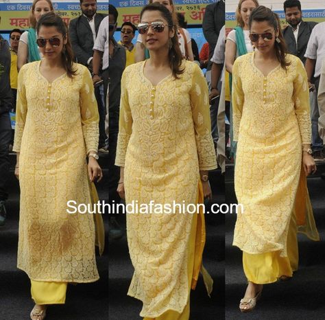 Cotton Chickenkari Suits, Lakhnavi Suits Designs, Chickenkari Suits Designs, Chikenkari Dress Ideas, Lakhnavi Suits, Chickenkari Kurti, Isha Koppikar, Global Desi, Chikankari Kurta