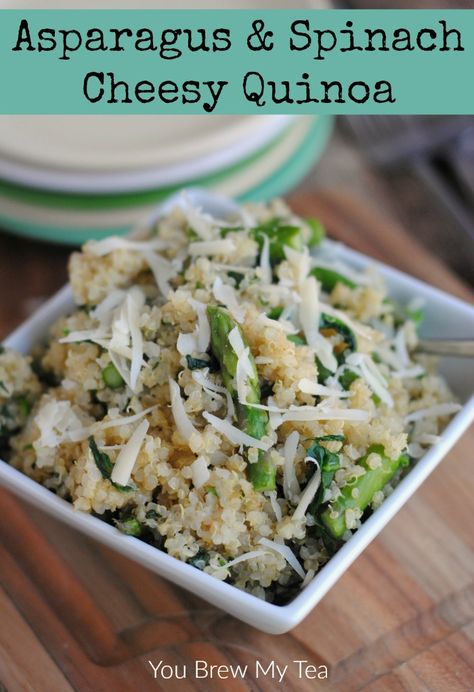 Make our Quinoa Side Dish featuring Asparagus and Spinach for a hearty low carbohydrate option for your meal plan! Quinoa Side, Quinoa Side Dish, Asparagus Recipes Oven, Best Asparagus Recipe, Asparagus Recipes Baked, Grilled Asparagus Recipes, Spinach And Cheese, Asparagus Recipe, Quinoa Recipes