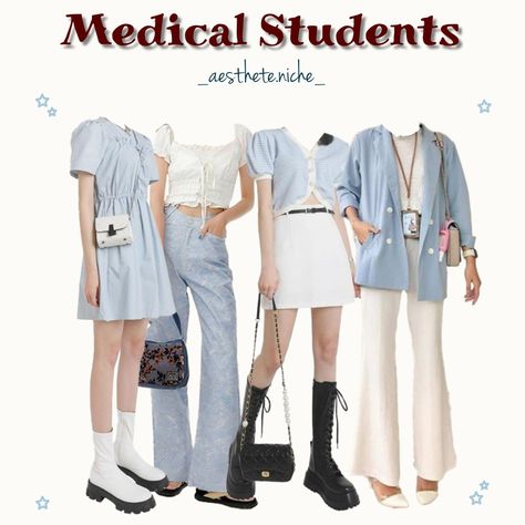 Med Student Outfit Aesthetic, Medical Students Outfit, Nursing Student Outfit, Hairstyles For University Students, Med Student Outfit, Medical Student Outfit, Taiwan Fits, Aries Mood, Student Outfit