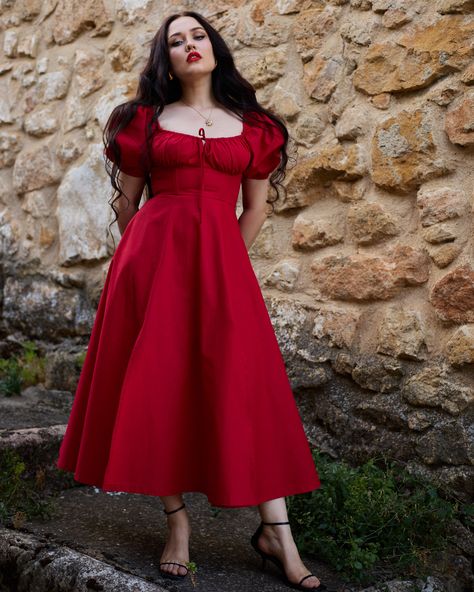 Before my trip to Spain, I decided to create a trial version of the red "Eva" dress and take it with me. Spain, to me, is the embodiment of the color red: flamenco, wine, spicy food, hot days and nights, passion, and the fire of love. I’m always inspired by the local people — not only are they welcoming, but they are also incredibly stylish, especially the older generation, always smiling. The dress received so many compliments and "qué guapa" (how pretty) on the streets that I knew — the red... Midi Corset Dress, Fire Of Love, Trip To Spain, Always Smiling, Flamenco Dress, Posture Support, Chic Dress Classy, Corset Boning, Eva Dress