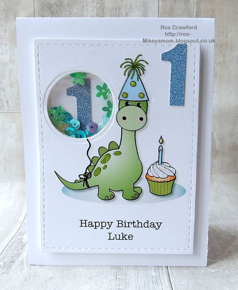 3x3 Cards, Baby Birthday Card, Creative Birthday Cards, Baby Cards Handmade, Dinosaur Cards, First Birthday Cards, Birthday Card Drawing, 1st Birthday Cards, Birthday Cards For Boys